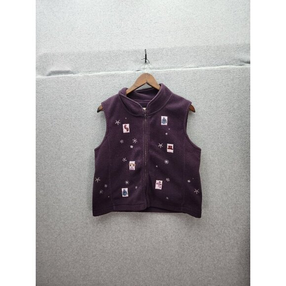 Christopher & Banks Purple Zip-Up Embroidered Vest M - Picture 1 of 3